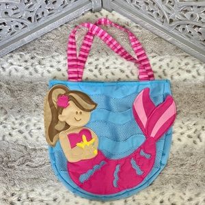 Stephen Joseph mermaid beach tote pink blue mesh swim pool party beach vacation